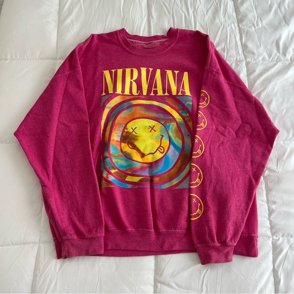 Urban Outfitters Tops Urban Outfitters Nirvana Smile Overdyed